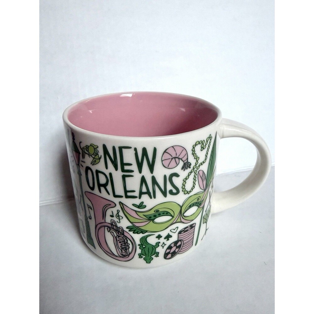 Starbucks Mug New Orleans Been There Series 14 oz Coffee Collectible Pink/Green